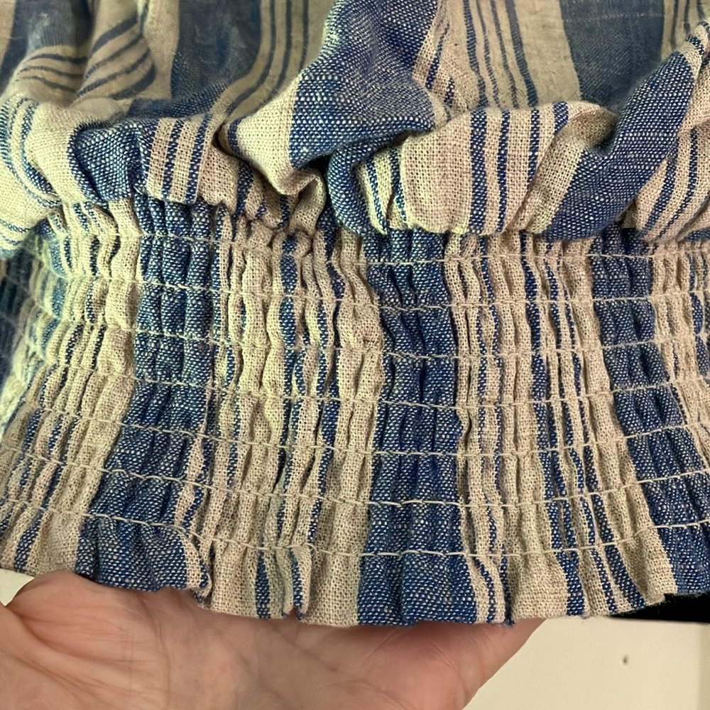 2 Torrid Size 1 (14-16) Linen Blue & Lt Grey Striped Tops, Off Shoulder & Tank - Picture 3 of 11